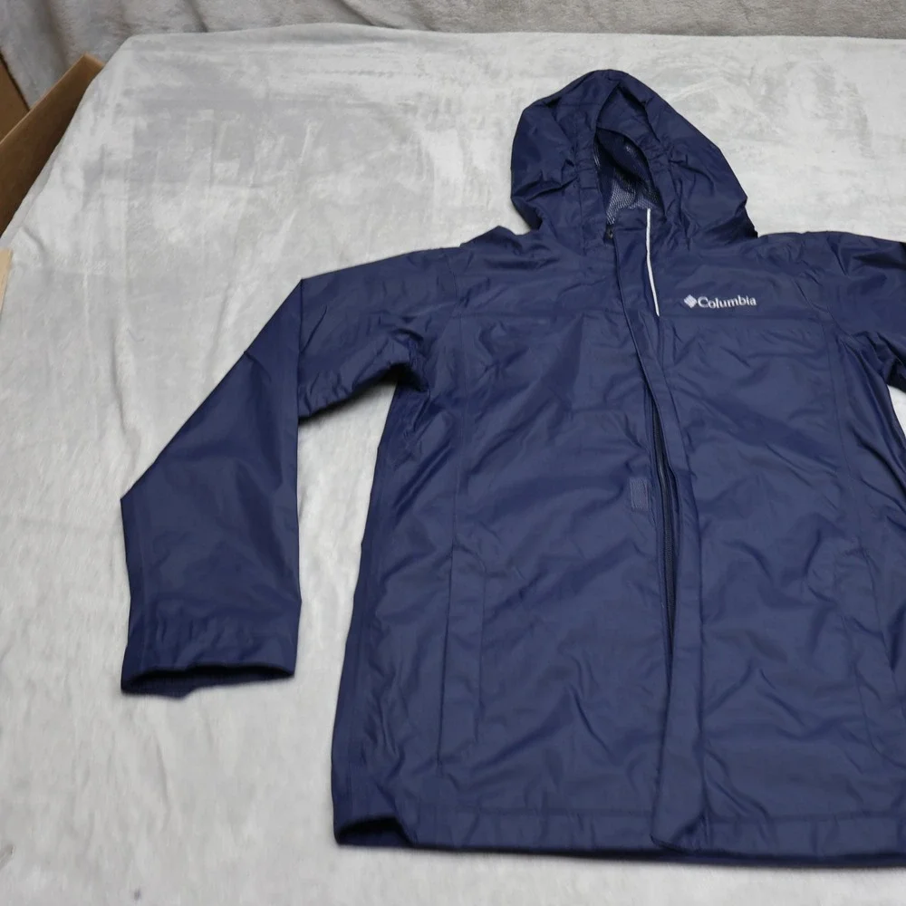 Columbia Jacket Boys Medium 10/12 Blue Watertight Rain Wind Waterproof Hooded